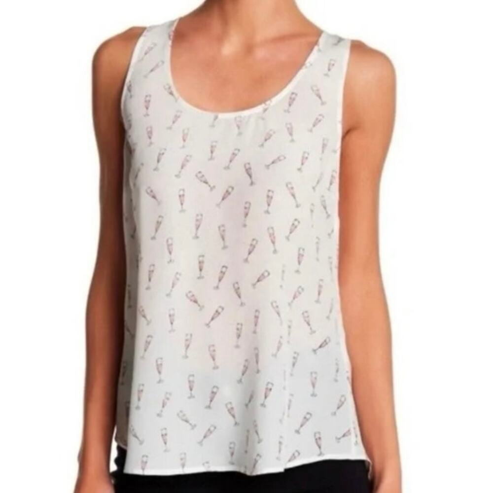 Joie 100% Silk Champagne Graphic Sleeveless Top Small